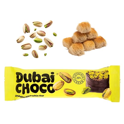 Dubai Schokolade - Knusprige Schokoladentafel mit zarter Pistaziencreme und Kadayif - Premium Schokolade aus Dubai - Original Dubai Schokolade 55g (Einzelriegel) von EP Bar