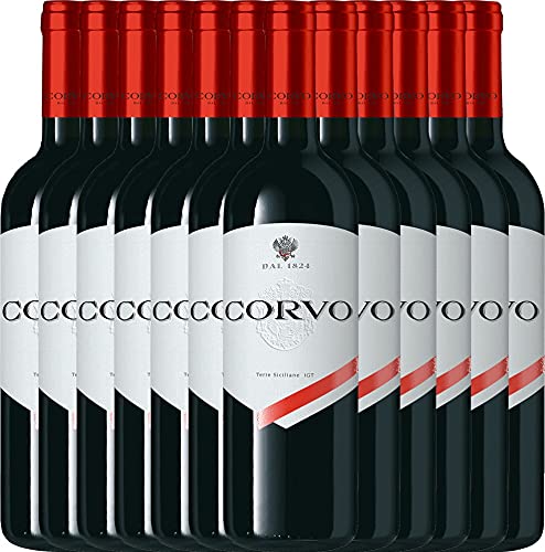 VINELLO 12er Weinpaket Rotwein - Corvo Rosso Terre Siciliane 2020 - DDS mit einem VINELLO.weinausgießer | 12 x 0,75 Liter VINELLO 12er Weinpaket Rotwein - Corvo Rosso Terre Siciliane 2020 - DDS mit einem VINELLO.weinausgießer | 12 x 0,75 Liter von Duca di Salaparuta
