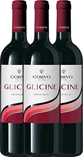 VINELLO 3er Weinpaket Rotwein - Glicine Rosso Terre Siciliane 2020 - DDS mit einem VINELLO.weinausgießer | trockener Rotwein | italienischer Rotwein aus Sizilien | 3 x 0,75 Liter von Duca di Salaparuta