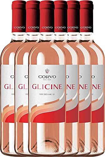 VINELLO 6er Weinpaket Roséwein - Glicine Rosato Terre Siciliane IGT 2020 - DDS mit einem VINELLO.weinausgießer | trockener Roséwein | italienischer Roséwein aus Sizilien | 6 x 0,75 Liter von Duca di Salaparuta