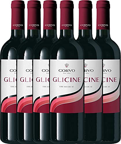 VINELLO 6er Weinpaket Rotwein - Glicine Rosso Terre Siciliane 2021 - DDS mit Weinausgießer | trockener Rotwein | italienischer Rotwein aus Sizilien | 6 x 0,75 Liter von Duca di Salaparuta