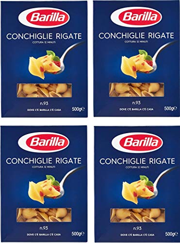 Barilla Conchiglie Rigate 2 Kg - Grießnudeln mit Hochwertigen Zutaten, um Immer gut zu Sein - Tägliche unwiderstehliche Güte - Packung 2 kg - 4 x 500 g (Conchiglie Rigate) von Ducomi