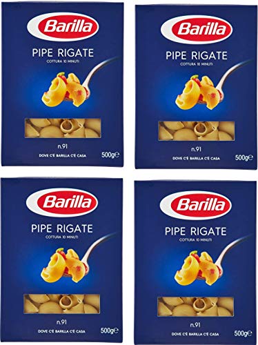 Barilla Pipe Rigate 2 Kg - Grießnudeln mit Hochwertigen Zutaten, um Immer gut zu Sein - Tägliche unwiderstehliche Güte - Packung 2 kg - 4 x 500 g (Pipe Rigate) von Ducomi