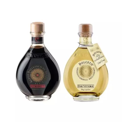 Duo Oro Bianco und Oro Nero Due Vittorie: Balsamico Essig aus Modena IGP Oro und Weißes Dressing Dolceto 250 ml x 2 von Due Vittorie