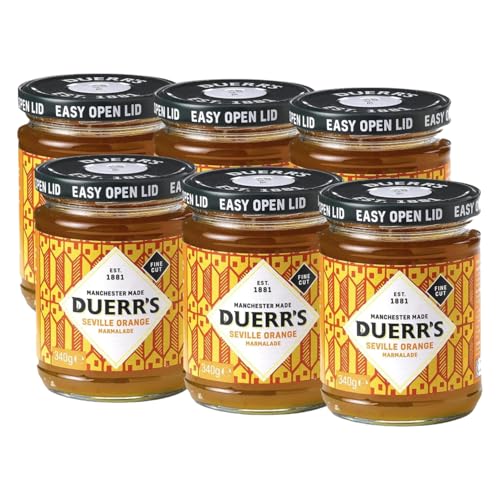 Duerr's Seville-Orangen-Marmelade, fein geschnitten, 6 x 340 g, traditionelle Marmelade aus feinsten Orangenschalen, weicher Geschmack und Textur von Duerr's