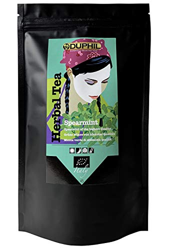 Duphil | Kräutertee BIO Spearmint-Tee Grüne Minze Minztee lose beste Qualität im Aromabeutel mit Zippverschluss | 200g von Duphil