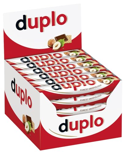 duplo - 40 Einzelriegel, einzeln verpackte Schokoriegel, knusprige Waffeln umhüllt von einer köstlichen, zartschmelzenden Vollmilchschokolade, ohne Farb- und Konservierungsstoffe von Duplo
