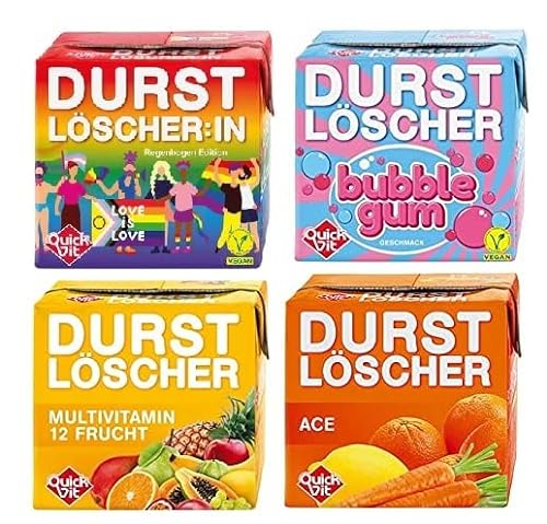 48 Pack Durstlöscher a 500ml Mixbox 4 Sorten Durstlöscher Bubble Gum, ACE,Regenbogen,Multivitamin von Durstlöscher