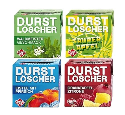 48 Pack Durstlöscher a 500ml Mixbox 4 Sorten Durstlöscher saurer Apfel, Eistee Pfirsich, Waldmeister, Granatapfel-Zitrone von Durstlöscher