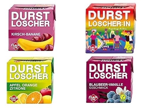 48 Pack Durstlöscher a 500ml Mixbox 4 Sorten Durstlöscher Kiba, Blaubeer-Vanille, Regenbogen, Apfel orange zitrone von Durstlöscher