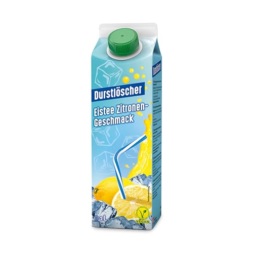 Durstlöscher Eistee Zitrone: Erfrischungsgetränk mit Tee-Extrakt & Zitronengeschmack, Pfandfreies 1 l EloPak, Vegan, Ohne Kohlensäure, Fruchtig, Ideal Für Unterwegs & Zuhause, 8 x 1 l von Durstlöscher