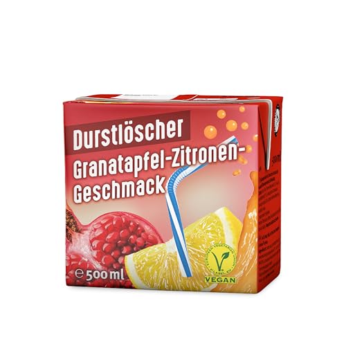 Durstlöscher Granatapfel-Zitrone: Erfrischungsgetränk mit Schwarztee-Extrakt, Pfandfreies Trinkpäckchen, Vegan, Fruchtsaftgetränk ohne Kohlensäure, Ideal Für Unterwegs & Zuhause, 24 x 500 ml von Durstlöscher