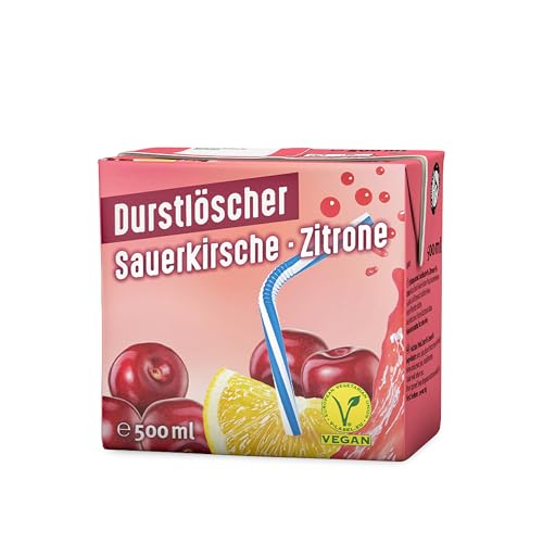 Durstlöscher Sauerkirsche-Zitrone: Erfrischungsgetränk aus Fruchtsaftkonzentrat, Pfandfreies Trinkpäckchen, Vegan, Fruchtsaftgetränk ohne Kohlensäure, Ideal Für Unterwegs & Zuhause, 24 x 500 ml von Durstlöscher