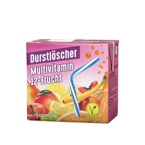 Durstlöscher Multivitamin: Erfrischungsgetränk mit Fruchtsaft aus 12 Früchten, Pfandfreies Trinkpäckchen, Vegan, Fruchtsaftgetränk ohne Kohlensäure, Ideal Für Unterwegs & Zuhause, 12 x 500 ml von Durstlöscher