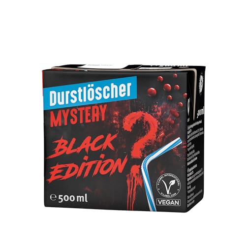 Durstlöscher Mystery Black Edition: Erfrischungsgetränk mit geheimem Geschmack, Pfandfreies Trinkpäckchen, Vegan, Fruchtiges Getränk ohne Kohlensäure, Ideal Für Unterwegs & Zuhause, 24 x 500 ml Durstlöscher Mystery Black Edition: Erfrischungsgetränk mit geheimem Geschmack, Pfandfreies Trinkpäckchen, Vegan, Fruchtiges Getränk ohne Kohlensäure, Ideal Für Unterwegs & Zuhause, 24 x 500 ml von Durstlöscher