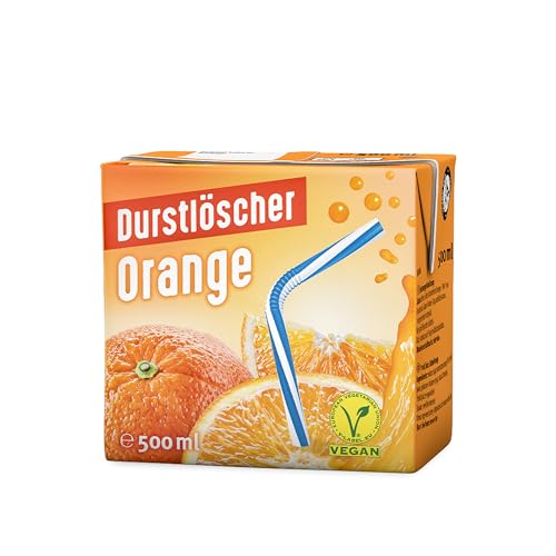 Durstlöscher Orange: Erfrischungsgetränk aus Fruchtsaftkonzentrat mit Orangengeschmack, Pfandfreies Trinkpäckchen, Vegan, Fruchtsaftgetränk ohne Kohlensäure, Ideal Für Unterwegs & Zuhause, 12 x 500 ml von Durstlöscher