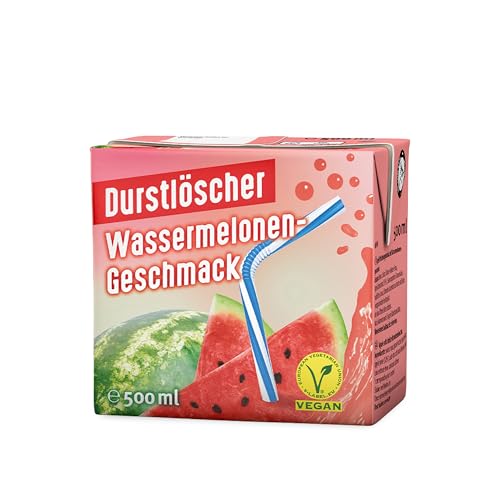 Durstlöscher Wassermelone: Apfel-Erfrischungsgetränk mit Wassermelonen-Geschmack, Pfandfreies Trinkpäckchen, Vegan, Fruchtsaftgetränk ohne Kohlensäure, Ideal Für Unterwegs & Zuhause, 24 x 500 ml von Durstlöscher