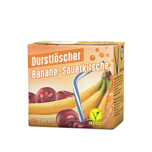 Durstlöscher Banane-Sauerkirsche: Erfrischungsgetränk aus Fruchtsaftkonzentrat, Pfandfreies Trinkpäckchen, Vegan, Fruchtsaftgetränk ohne Kohlensäure, Ideal Für Unterwegs & Zuhause, 24 x 500 ml von Durstlöscher
