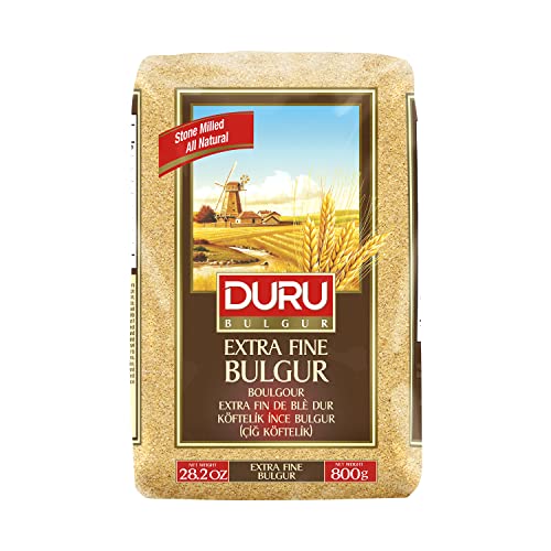 Duru HARTWEIZENGRÜTZE EXTRA FEINSize 6, 35.2oz (1000g), 100% natürlich und zertifiziert , Hohe Ballaststoffe und Eiweiß ,Nicht gentechnisch verändert , Ideal für vegane Rezepte , Besser als Reis Bulghur Cigköftelik Extrafein 1kg von Duru