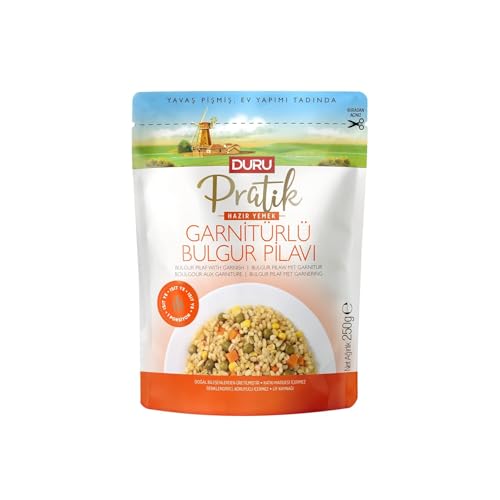 Duru Fertiggerichte, Bulgur-Pilaw mit Garnierung, 250g x 8 Packungen, aufwärmen und essen, 100% natürlich, BPA-frei, ohne Transfette von Duru