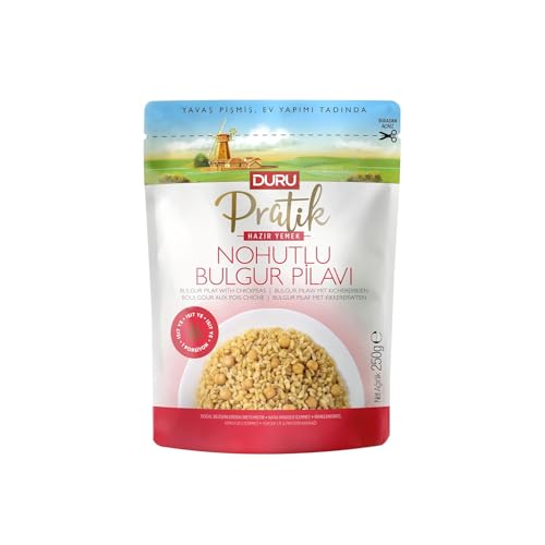 Duru Fertig-Bulgur, Bulgur-Pilaw mit Kichererbsen, 250g x 8 Packungen, aufwärmen und essen, 100% natürlich, BPA-frei, ohne Transfette von Duru