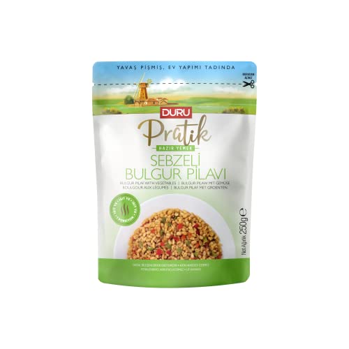 Duru Fertiggerichte, Bulgur-Pilaw mit Gemüse, 250g x 8 Packungen, aufwärmen und essen, 100% natürlich, BPA-frei, ohne Transfette von Duru