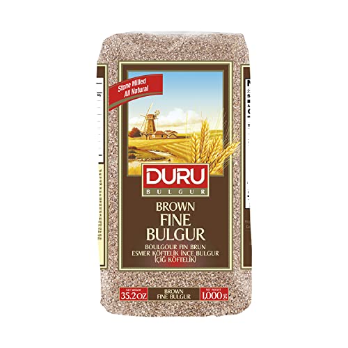 Duru Brown Fine Size 6 Bulgur, Weizen beeren Fein, 35.2oz, 1kg, 100% natürlich und zertifiziert, Hohe Ballaststoffe und Eiweiß, Nicht gentechnisch verändert, Ideal für vegane Rezepte, Besser als Reis, Sehr beliebte Zutat in der Nahostküche von Duru