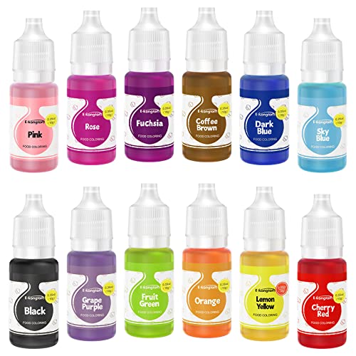 E-Kongton Hochkonzentrierte Lebensmittelfarbe Flüssig 12 Farben-Set: Ein leuchtender Regenbogen von Farben Zum Backen, Cremen, Zuckerguss und Dekorieren von Kuchen DIY & Basteldekoration-0.35oz E-Kongton Hochkonzentrierte Lebensmittelfarbe Flüssig 12 Farben-Set: Ein leuchtender Regenbogen von Farben Zum Backen, Cremen, Zuckerguss und Dekorieren von Kuchen DIY & Basteldekoration-0.35oz von E-Kongton