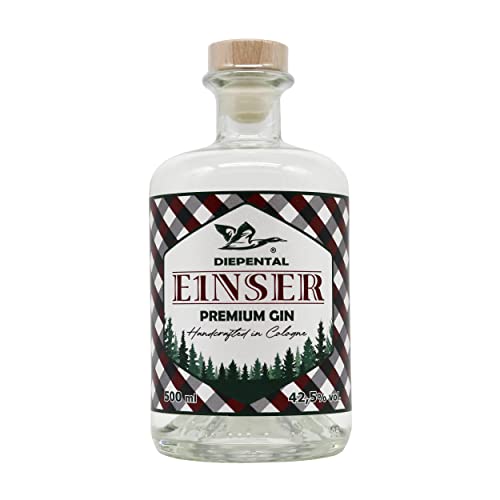 E1NSER ® PREMIUM DRY GIN | Handcrafted in Cologne | 42.5% vol | 500ml Einzelflasche | EINSER - DIEPENTAL ® von E1NSER