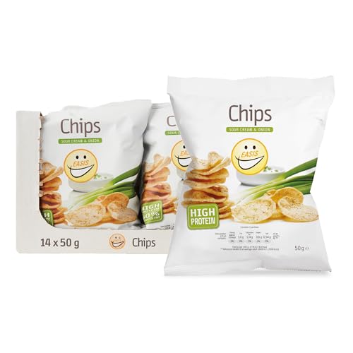 EASIS Chips Sour Cream & Onion 14 x 50 g Hoher Preteingehalt 60% Weniger Fett Reich an Protein und Ballaststoffe von EASIS