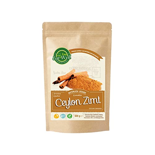Eat Well Ceylon Zimt - 500 g | Gewürze Set zum Kochen und Backen | Zimt Gemahlen | 100% Natürlich und Vegan | Zimt im Wiederverschließbarem Aromabeutel von EAT WELL PREMIUM FOODS