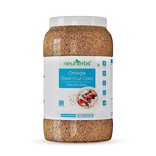 Green Velly Indian Neuherbs Omega Steel Cut Hafer mit Chiasamen 1 kg zur Gewichtsreduktion | verzehrfertiges Müsli, Vollkorn, Frühstückszerealien und glutenfrei Green Velly Indian Neuherbs Omega Steel Cut Hafer mit Chiasamen 1 kg zur Gewichtsreduktion | verzehrfertiges Müsli, Vollkorn, Frühstückszerealien und glutenfrei von ECH