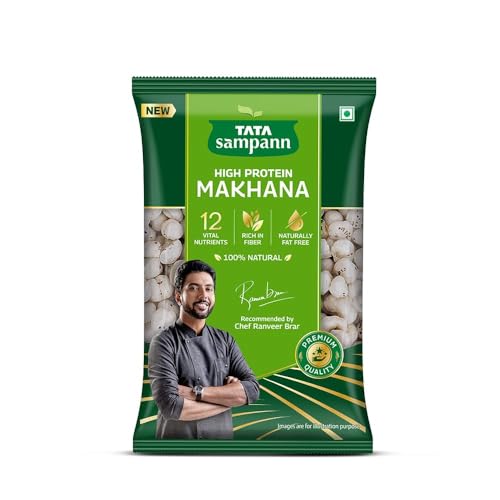 Green Velly Sampann High Protein Makhana, Fox Nuts with 12 Vital Nutrients, Rich in Fiber, Naturally Fat-Free, Recommended by Chef Ranveer Brar, 200g von ECH