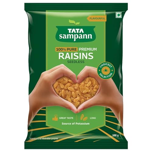 Green Velly Sampann Pure Raisins Seedless | Premium Kishmish | Source of Potassium | Premium Dry Fruits | 500g Value Pack von ECH