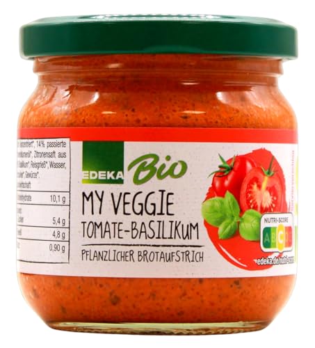 Bio My Veggie pflanzlicher Brotaufstrich Tomate-Basilikum vegan, 6er Pack (6 x 180g) von EDEKA Bio
