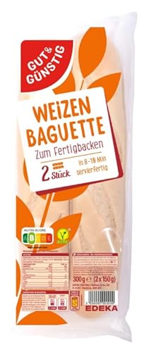 Gut & Günstig Weizen Baguette zum Grillen 300g 2 Baguettes zum Aufbacken Ideal für die Grillsaison Vegan von EDEKA