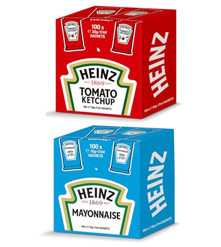 Heinz Ketchup + Mayonnaise Saucen in kleinen Portionen Spar-Set | Tomatenketchup (100x17ml), Mayo (100x17ml) für Imbiss, Gastronomie & Großverbraucher von EDEKA