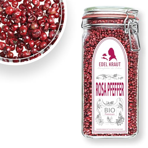 BIO ROSA PFEFFER 400g Pfefferbeeren im GLAS Roter Pfeffer - pink peppercorns | EDEL KRAUT - 100% naturrein - Gewürze & Gewürzmischungen - frei von jeglichen Zusatzstoffen - kbA von EDEL KRAUT Manufaktur des Lebens