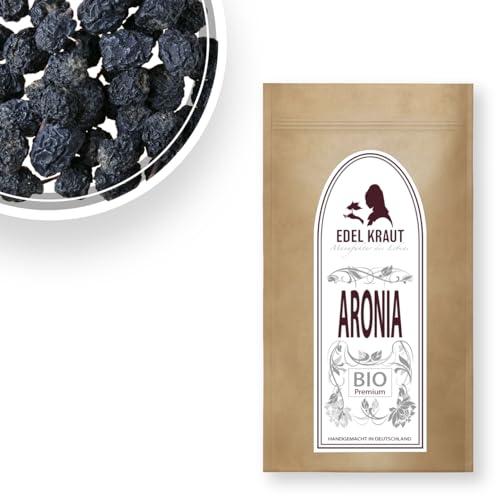 Aroniabeeren getrocknet BIO 250g | EDEL KRAUT - BIO Aronia Beere (ganz) [Aronia Melanocarpa] Superfood - RAW - VEGAN - PURE - kbA - Aronia Beeren aus kontrolliert biologischem Anbau von EDEL KRAUT Manufaktur des Lebens