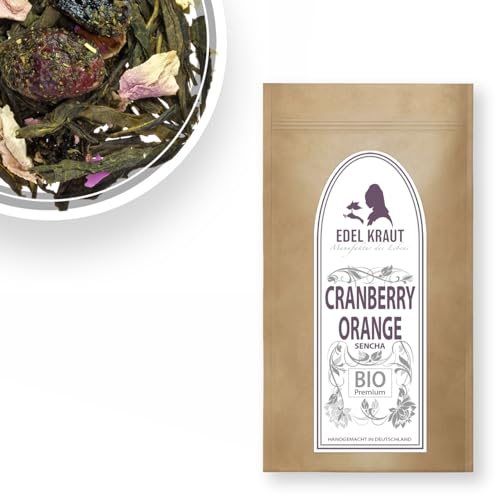 EDEL KRAUT | BIO Grüner Tee Sencha Cranberry Orange - Premium Green Tea Organic 250g von EDEL KRAUT Manufaktur des Lebens