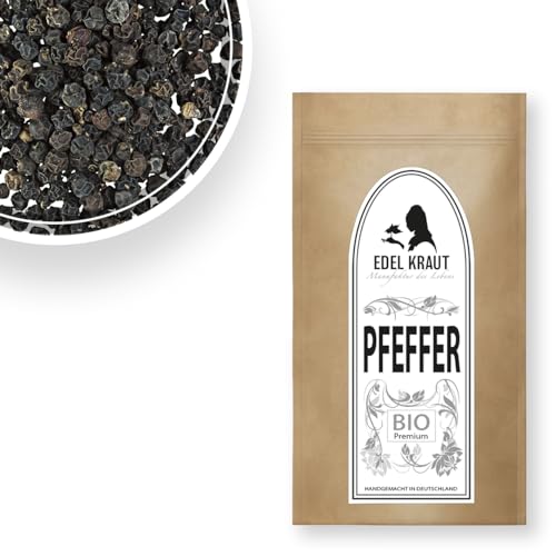 Pfeffer schwarz ganz BIO 1kg | EDEL KRAUT - 100% naturreine schwarze Pfefferkörner - Premium SCHWARZER PFEFFER ganz frei von jeglichen Zusatzstoffen - Pfeffer für Mühle - black pepper von EDEL KRAUT Manufaktur des Lebens