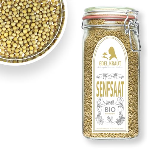SENFSAAT ganz BIO 1000g im GLAS - Mustard Seed Organic | EDEL KRAUT - 100% naturrein - Premium Gewürze & Gewürzmischungen - frei von jeglichen Zusatzstoffen - kontrolliert biologischer Anbau von EDEL KRAUT Manufaktur des Lebens