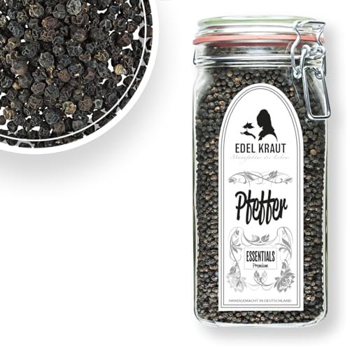 EDEL KRAUT Essentials | PFEFFER KÖRNER SCHWARZ GANZ im Premium Glas - premium pepper black - 750g von EDEL KRAUT Manufaktur des Lebens