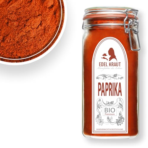 Paprika edelsüß BIO 700g im Premium Drahtbügelglas | EDEL KRAUT - 100% naturreines BIO Paprikapulver - PREMIUM Paprikagewürz - organic sweet pepper powder - ohne jegliche Zusatzstoffe von EDEL KRAUT Manufaktur des Lebens