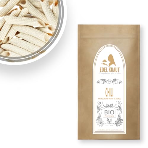 BIO Chili Penne 500g | EDEL KRAUT - 100% Nudel aus antikem Urgetreide (bronzegezogen) Urkorn Pasta aus Hartweizengries mit Superfood - Vollkornnudeln - WENIG GLUTEN von EDEL KRAUT Manufaktur des Lebens