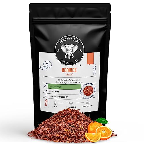 Edward Fields Tea ® - Großer Bio-Rooibos mit Orange. Handgepflückter Bio-Rooibos mit natürlichen und biologischen Zutaten und Aromen, 100 g, Südafrika. von EDWARD FIELDS HIGH QUALITY TEA