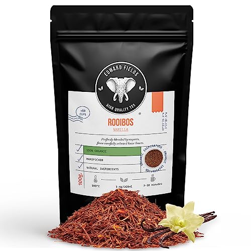 Edward Fields Tea ® - Großer Bio-Rooibos mit Vanille. Von Hand geernteter Bio-Rooibos mit natürlichen und ökologischen Zutaten und Aromen, 100 g, Südafrika. von EDWARD FIELDS HIGH QUALITY TEA