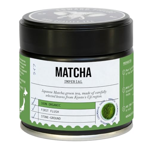 Edward Fields Tea® - 100% Bio Japanischer Imperial Matcha-Tee | Erster Zeremonieller Grad A | Erste Ernte im Frühling | Natürliches Grünteepulver, auf Steinmühlen gemahlen, Uji, Kyoto, Japan, 30g von EDWARD FIELDS HIGH QUALITY TEA