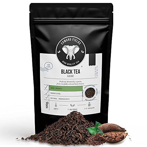 Edward Fields Tea ® - Großer Bio-Schwarztee mit Kakao. Handgepflückter Bio-Tee mit natürlichen und biologischen Zutaten und Aromen, 100g, Indien. von EDWARD FIELDS HIGH QUALITY TEA