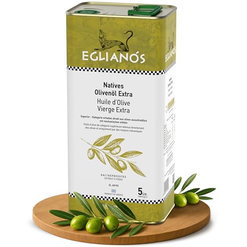 Eglianos Extra Natives Olivenöl - Griechisches Olivenöl 5 Liter kaltgepresst - reich an Polyphenolen - Kalamata Olivenöl in Premium Qualität - Koroneiki Oliven - Kaltextraktion - niedriger Säuregehalt Eglianos Extra Natives Olivenöl - Griechisches Olivenöl 5 Liter kaltgepresst - reich an Polyphenolen - Kalamata Olivenöl in Premium Qualität - Koroneiki Oliven - Kaltextraktion - niedriger Säuregehalt von EGLIANÓS
